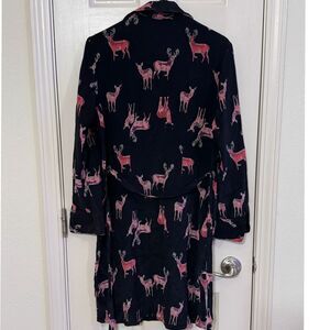 Tucker Silk Dress Black with Pink and Red Deer‎ Print belted size medium /pb1